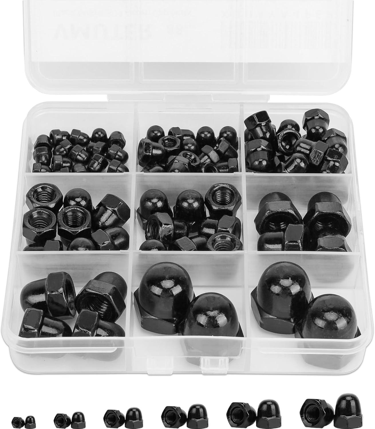 94 Pzas Tuercas Métricas Acero Inox M3-M10 Negras