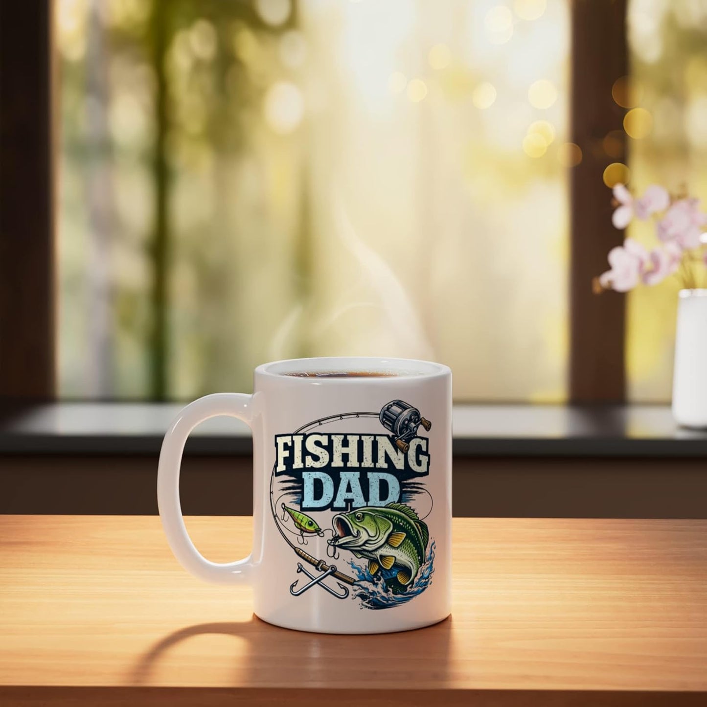 Taza Cerámica Pesca Exterior para Hombre Blanco