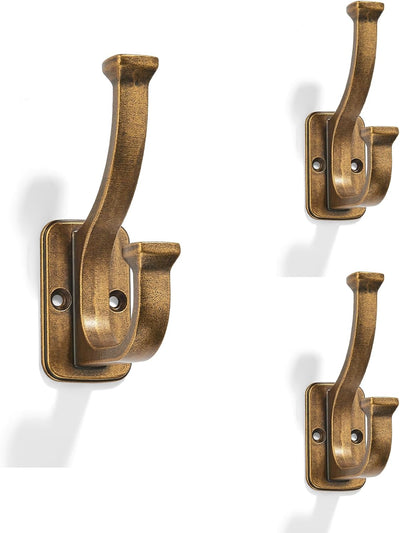 3 Ganchos Latón Antiguo Pared Dormitorio Colgador Ropa