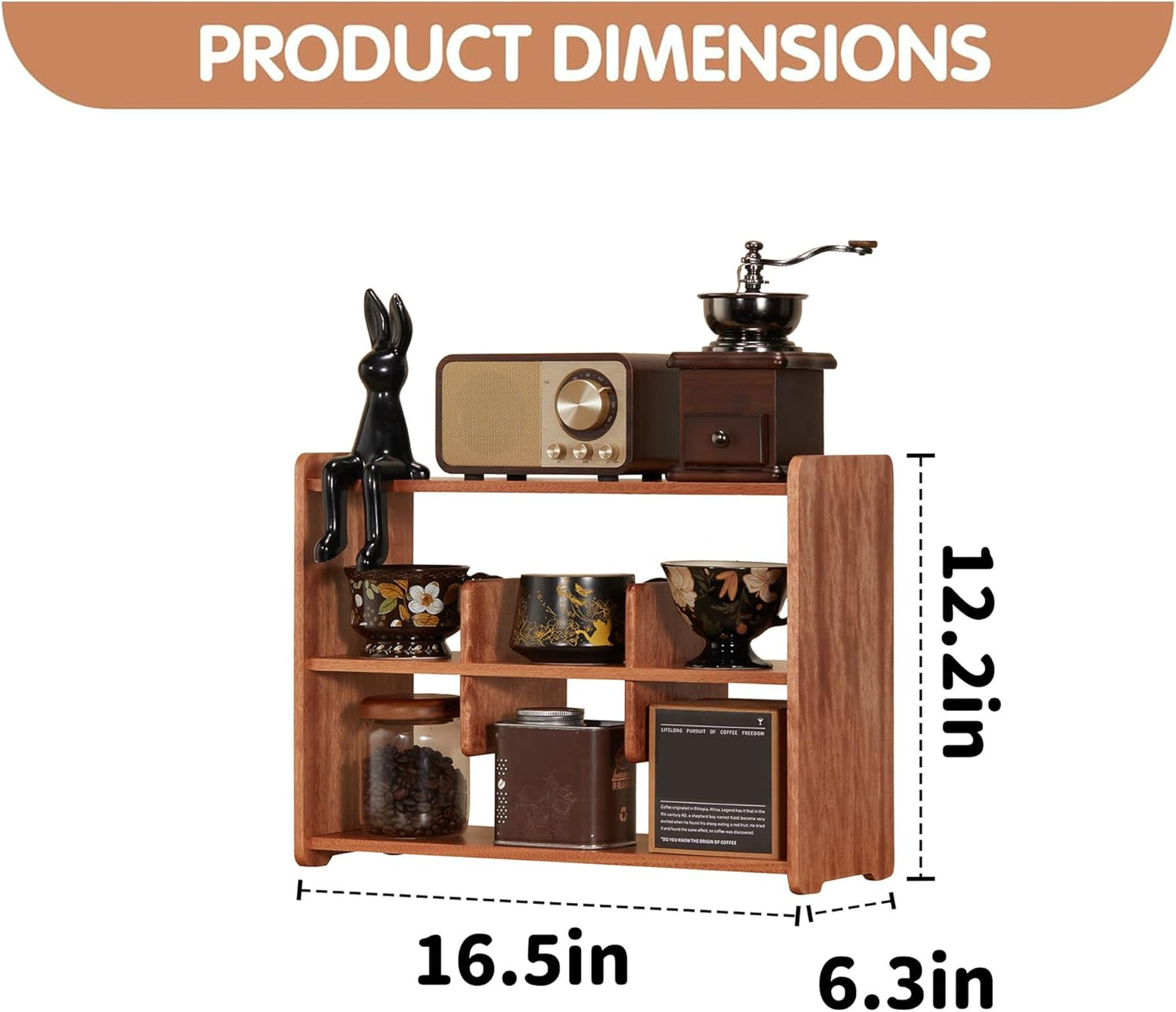 Soporte tazas café madera nogal 3 niveles