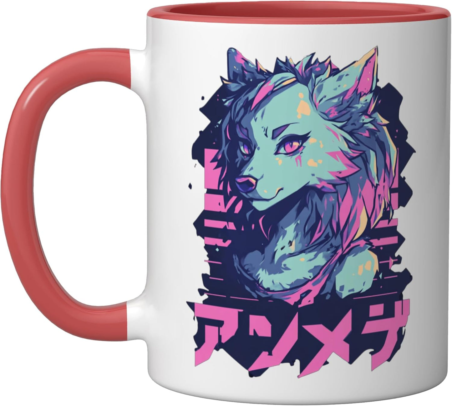 Taza Cerámica Anime Retrô Japonesa Roja/Blanca