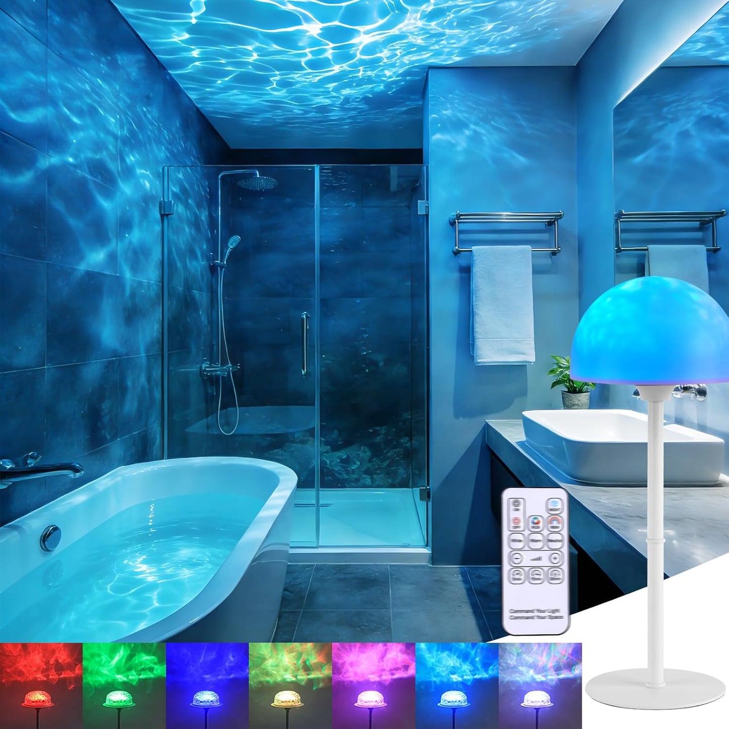 Lámpara ducha inalámbrica LED 18 colores control táctil