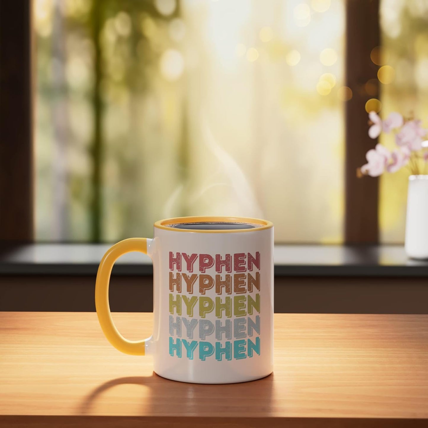 Taza Cerámica Vintage Retro Amarillo/Blanco