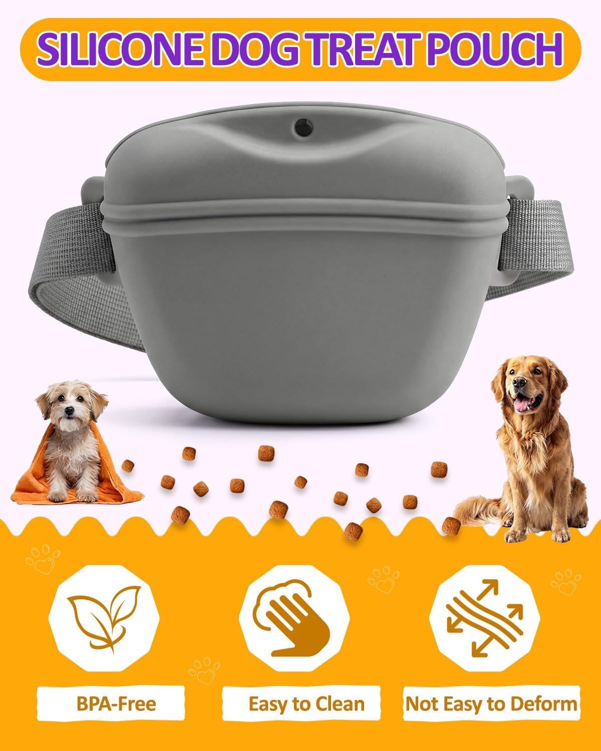 2 Bolsas Silicona Perros Tapa Magnética Cinturón