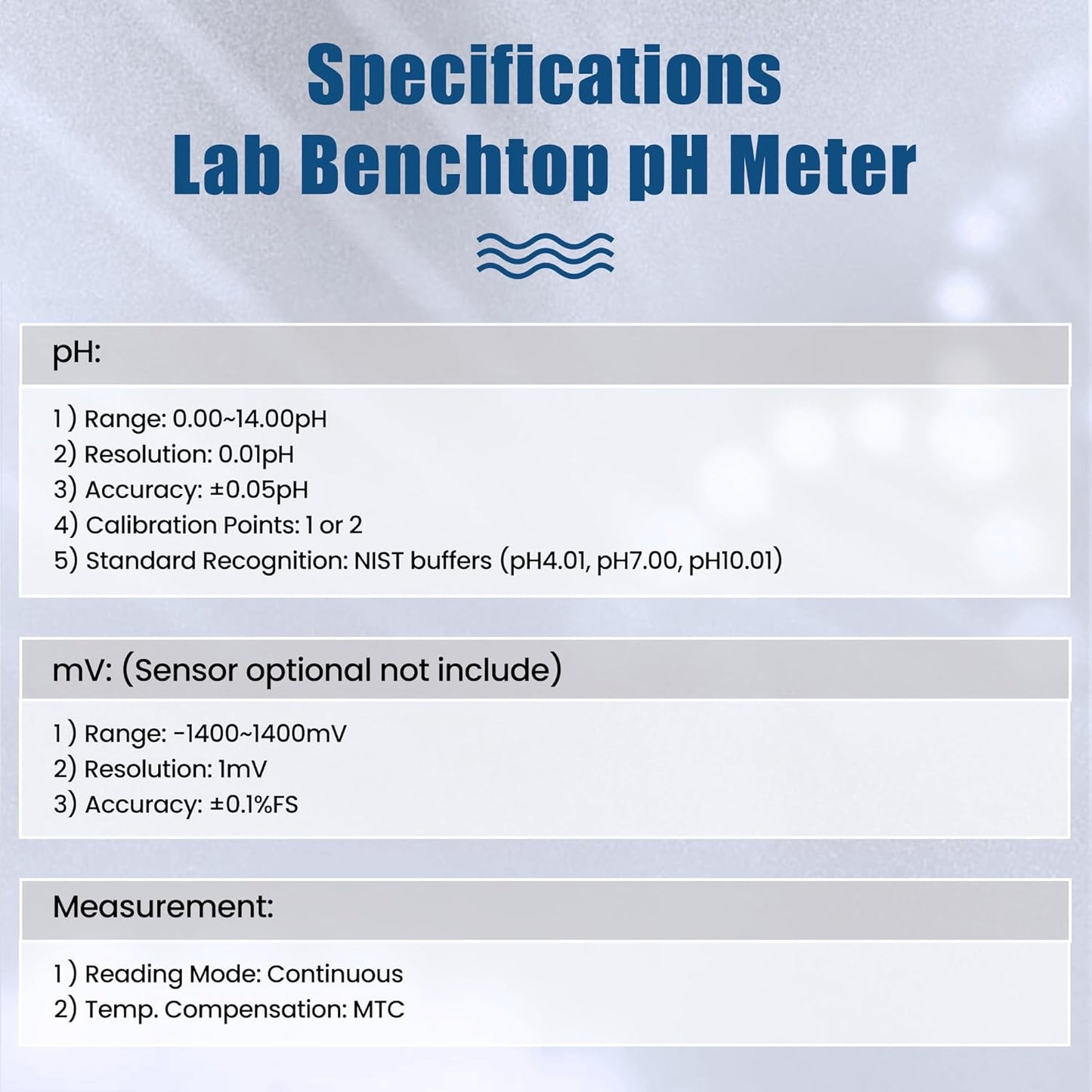 Medidor pH digital de sobremesa con calibración automática