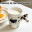 Taza cerámica 3D con mango vaca esculpida 14oz