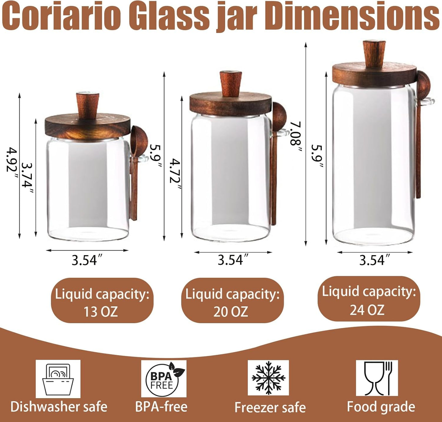 Tarro de vidrio con tapa hermética y cuchara, para dulces, café, azúcar, galletas y té