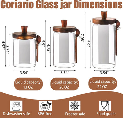 Tarro de vidrio con tapa hermética y cuchara, para dulces, café, azúcar, galletas y té