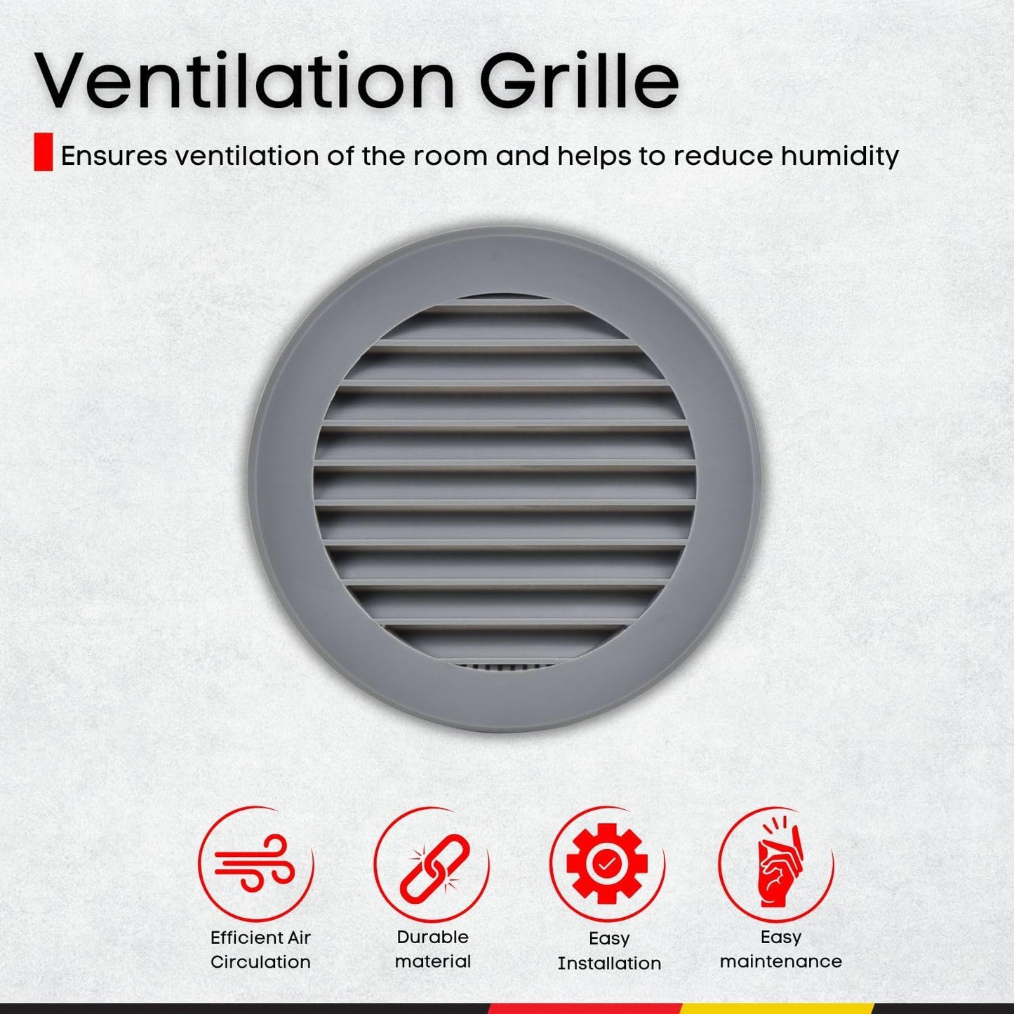 Cubierta ventilación plástico 4pulg rejilla redonda gris