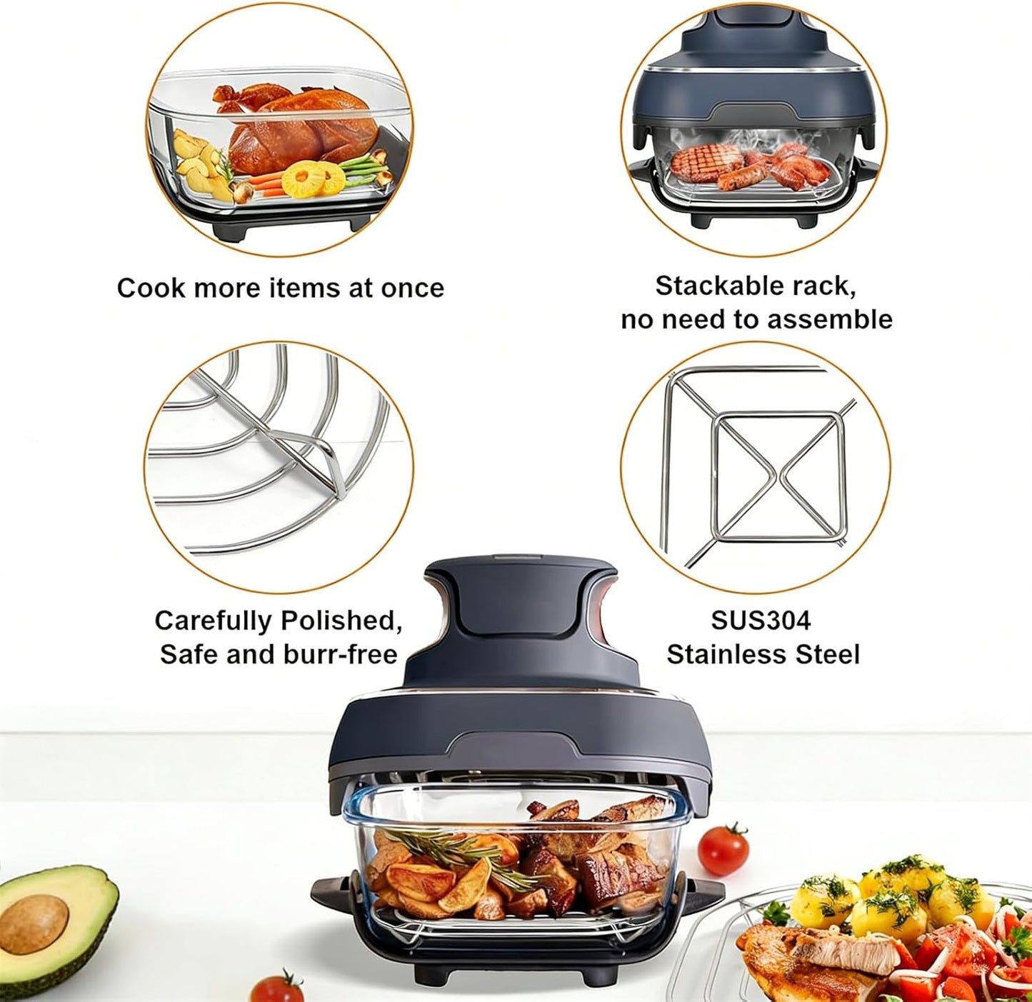 Rejilla repuesto freidora Ninja Crispi FN101 vidrio inox