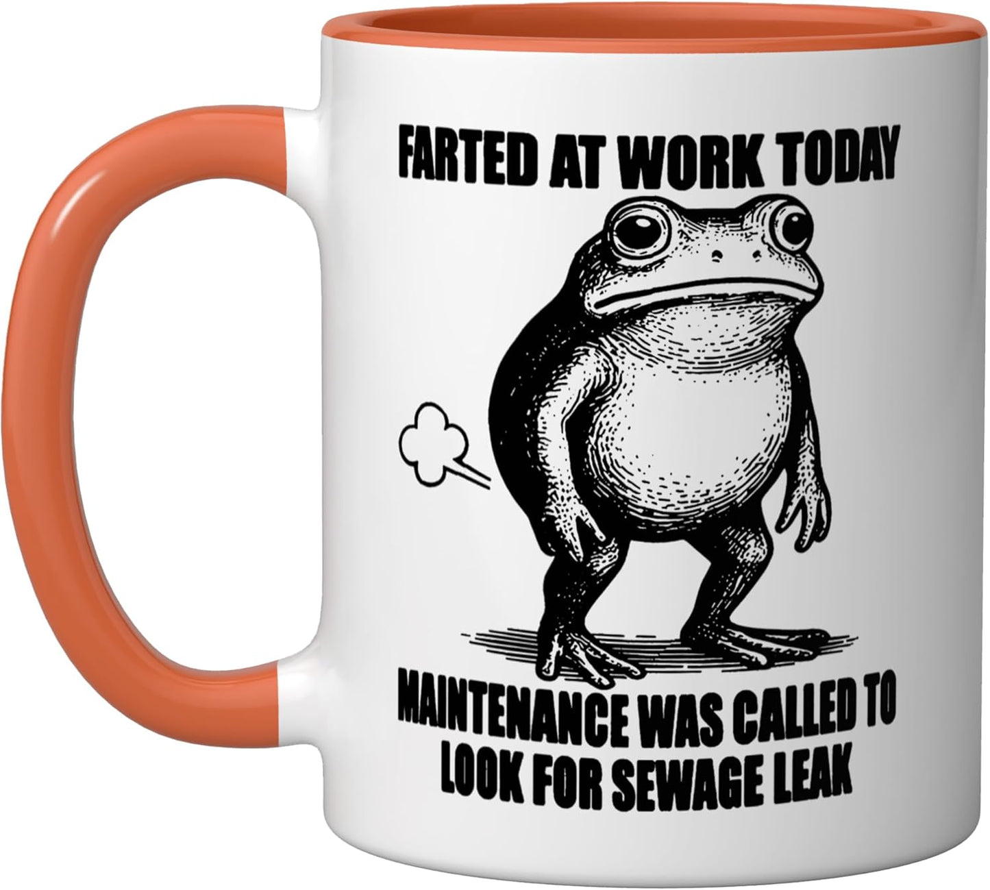 Taza cerámica de color naranja/blanco para oficina