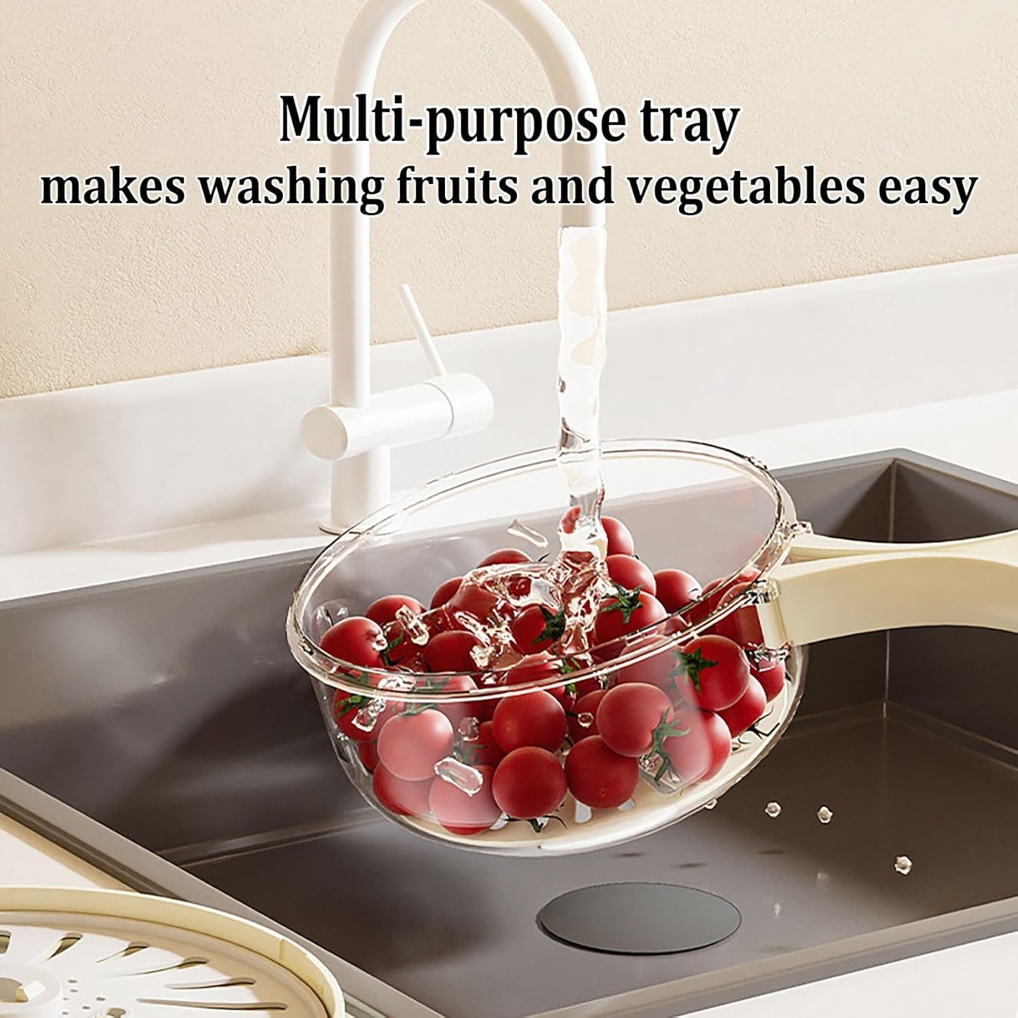 Cesta de drenaje multifuncional para frutas y verduras con tapa