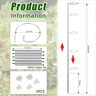 5 Pzas Estacas Metal Ajustables para Monstera 7-24.5pulg