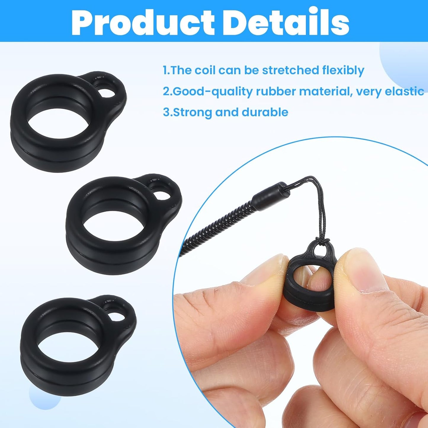 Cordones retráctiles elásticos antipérdida para tableta negro