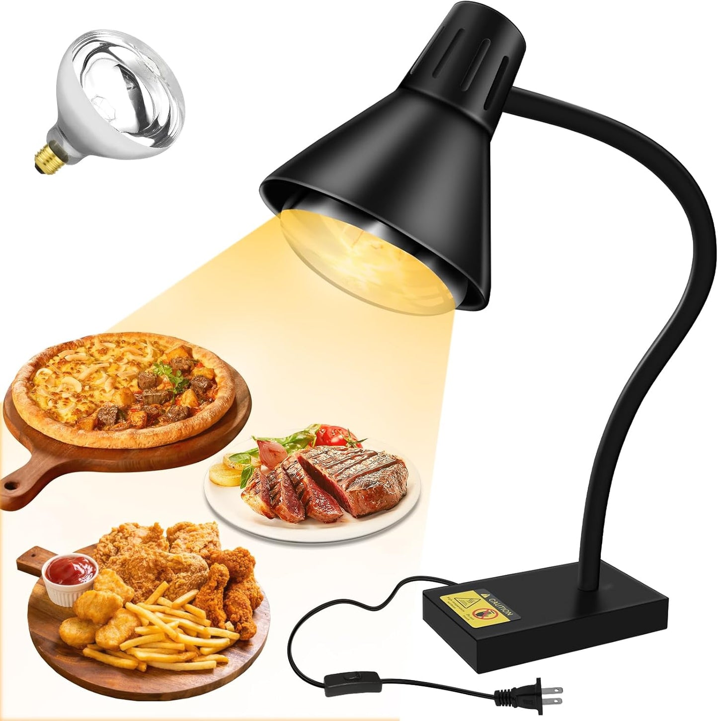 Lámpara de calor para alimentos 250 W acero inoxidable negro