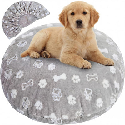 Funda cama redonda 30x30x10pulg gris hueso pata impermeable