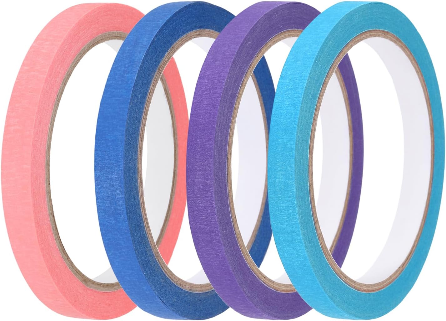 4 Pzas Cinta Adhesiva Crepé Colores 3/8pulg x22yd