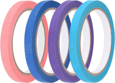 4 Pzas Cinta Adhesiva Crepé Colores 3/8pulg x22yd
