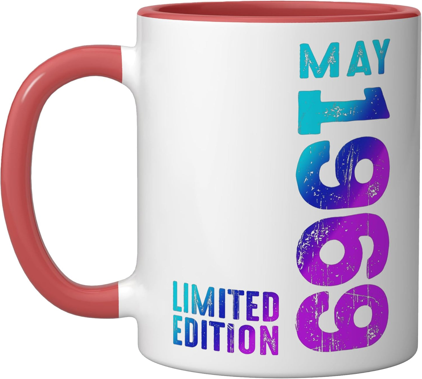 Taza de cerámica vintage 1969 roja/blanca