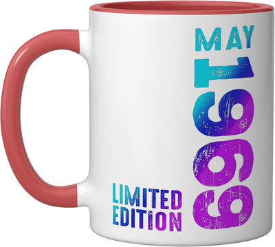 Taza de cerámica vintage 1969 roja/blanca