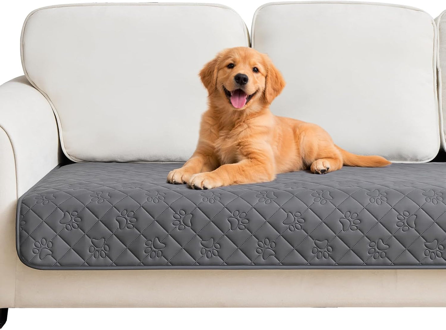 Funda sofá impermeable acolchada con estampado patas 30x70pulg gris