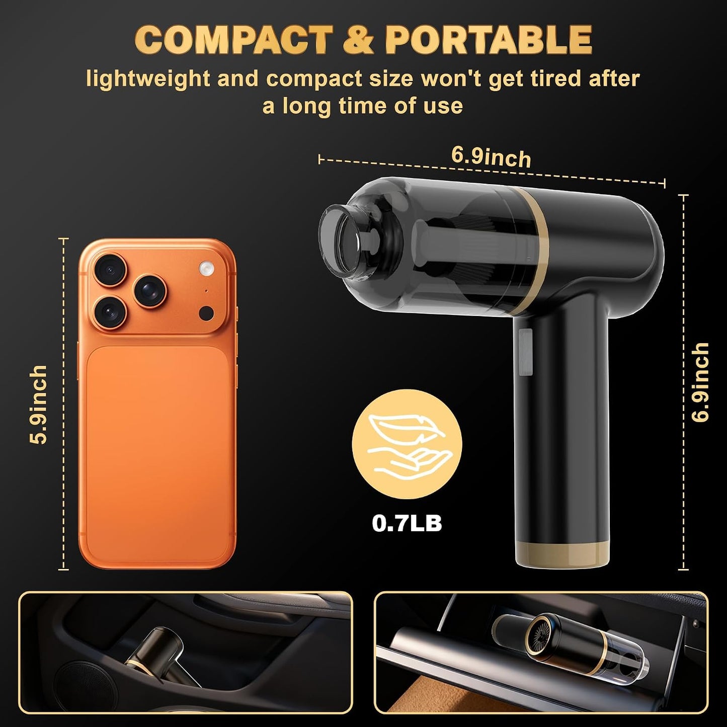 Aspiradora mano inalámbrica auto 6en1 motor sin escobillas 4000mAh