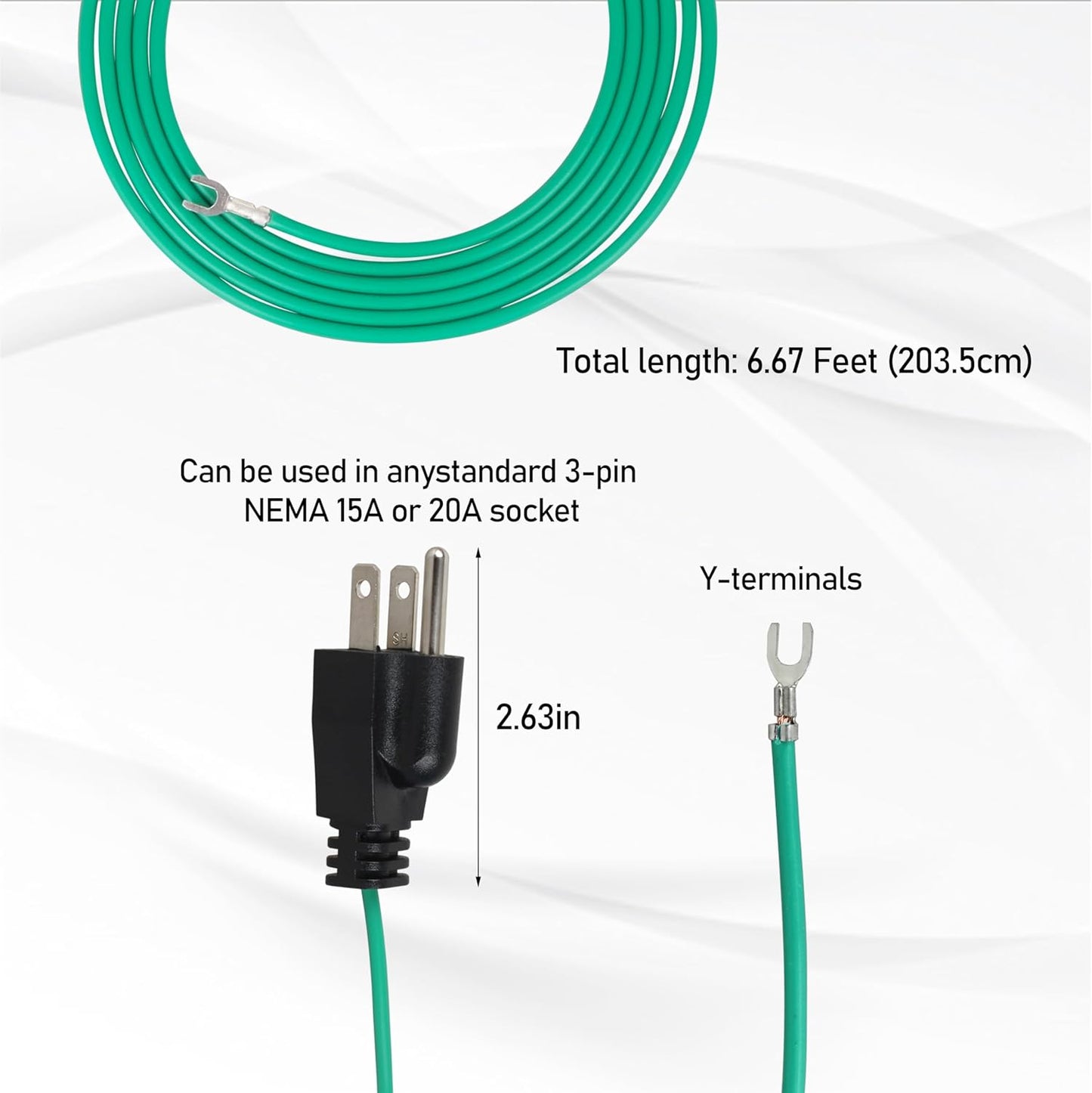 Cable tierra panel Ethernet blindado adaptador NEMA 5-15P