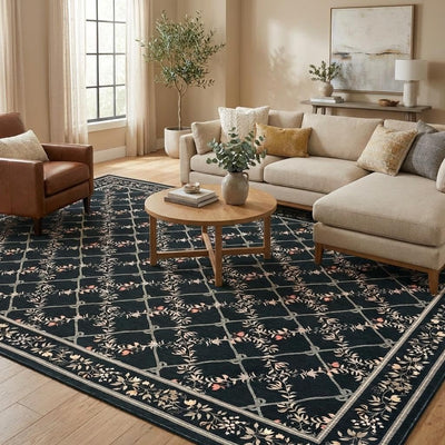 Tapete 10x13 pulg flores modernas lavable para sala dormitorio