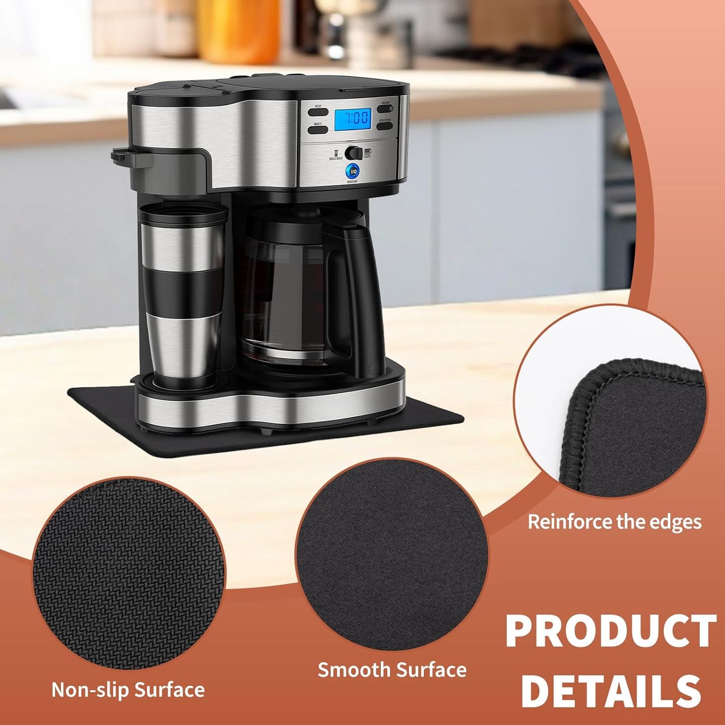 Almohadilla deslizante cafetera 13.77x13pulg antiderrap