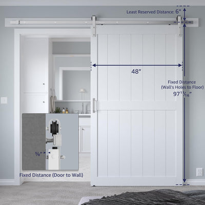 Puerta corredera granero 48x96pulg blanca níquel