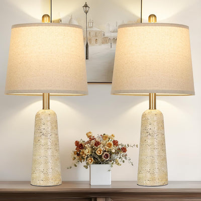 2 Lámparas Mesa Hormigón Beige 24pulg Modernas