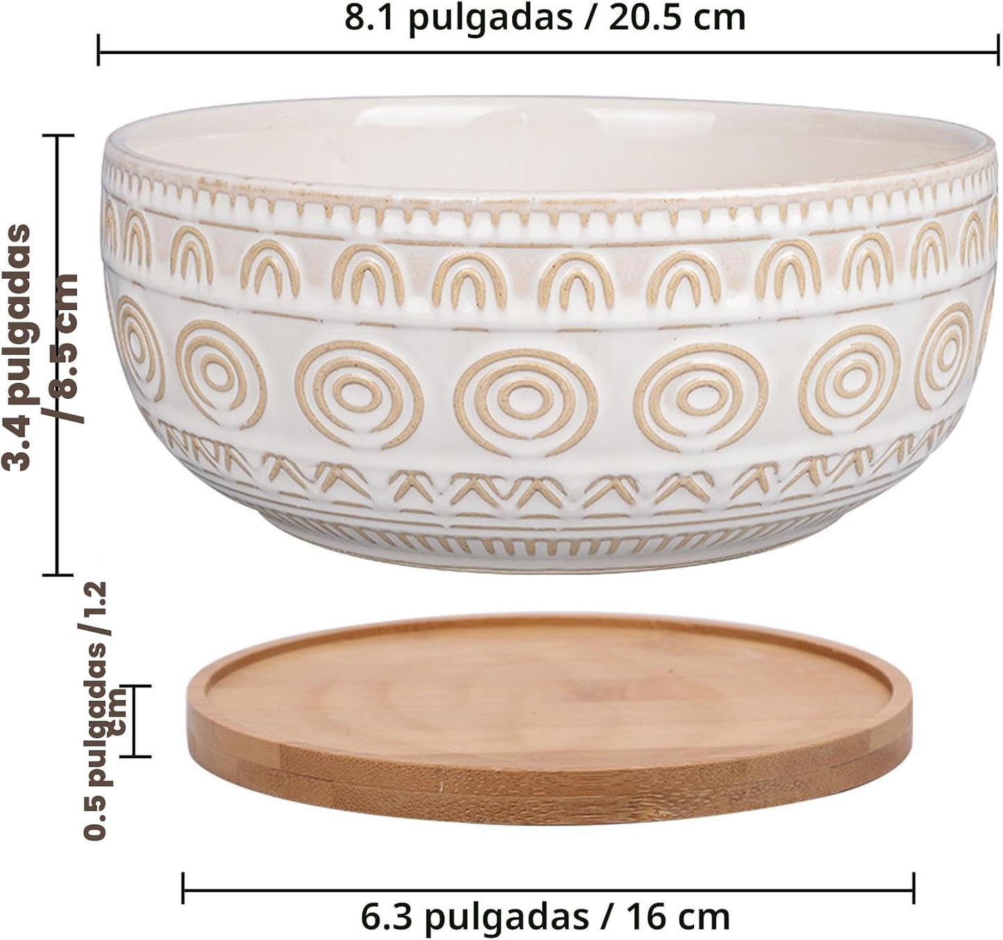 Maceta Cerámica 8pulg Drenaje Platillo Redonda Blanca