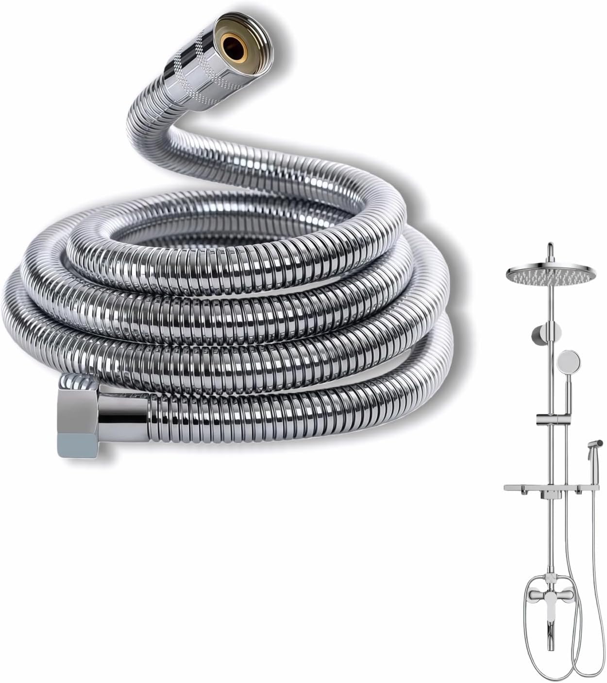 Manguera ducha 98pulg acero inox 304 sin enredos