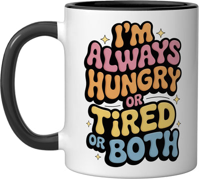 Taza cerámica humor sarcástico siempre hambriento o cansado padre negro/blanco