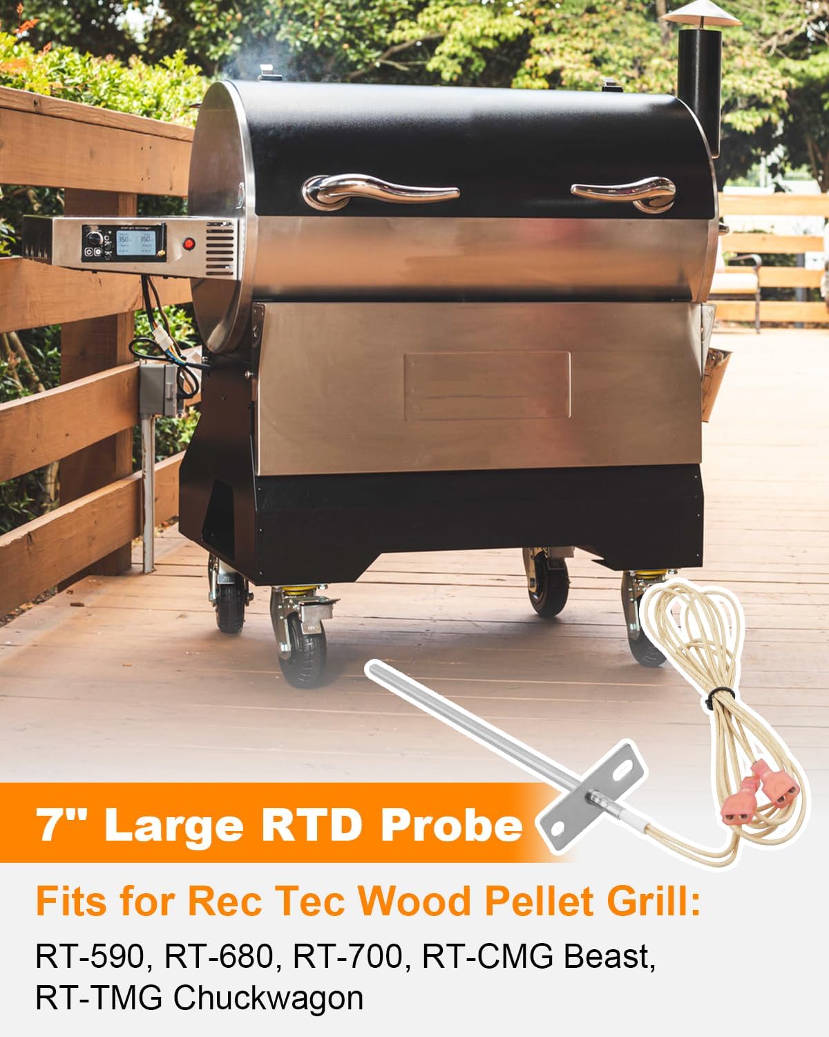 Sensor temperatura sonda RTD 7pulg para parrilla pellet Rec Tec