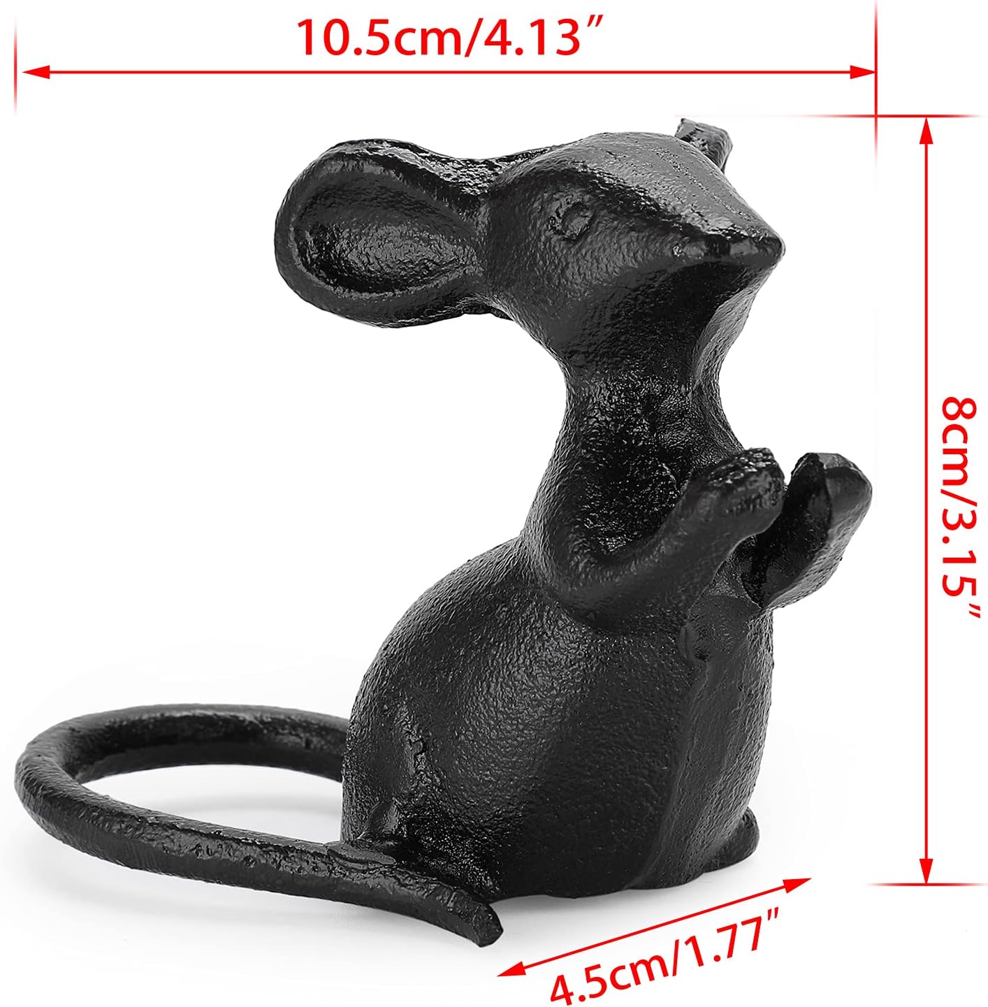 2 Estatuas Ratón Hierro Fundido Negro Decoración Hogar