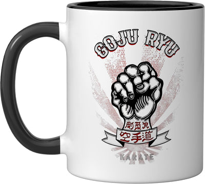 Taza cerámica karate color negro y blanco