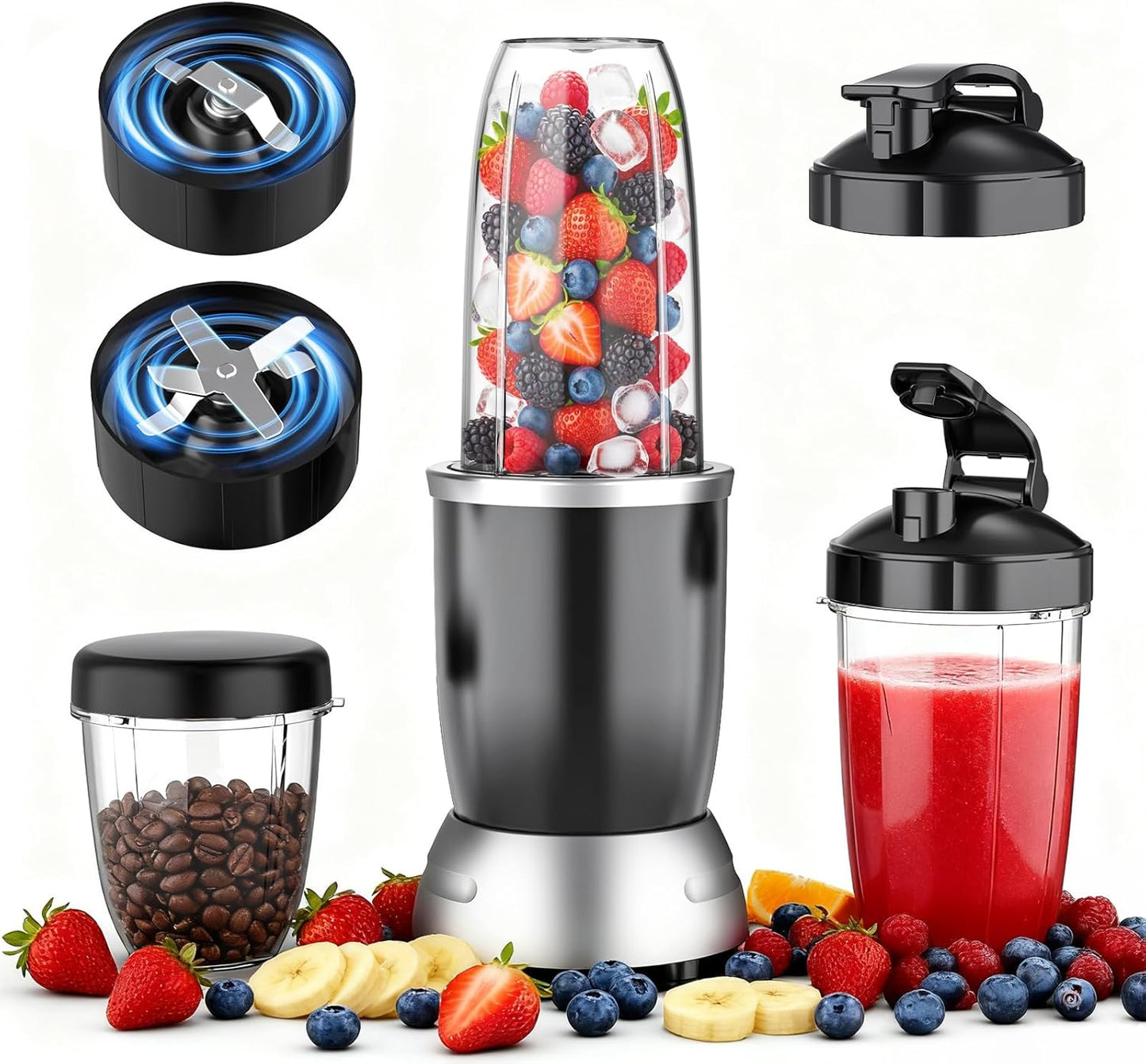 Licuadora portátil batidora 25000 RPM con vasos 37 oz 32 oz 23 oz