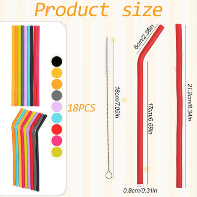 Popotes de silicona reutilizables largos y flexibles con cepillos para vasos de 20 y 30 oz