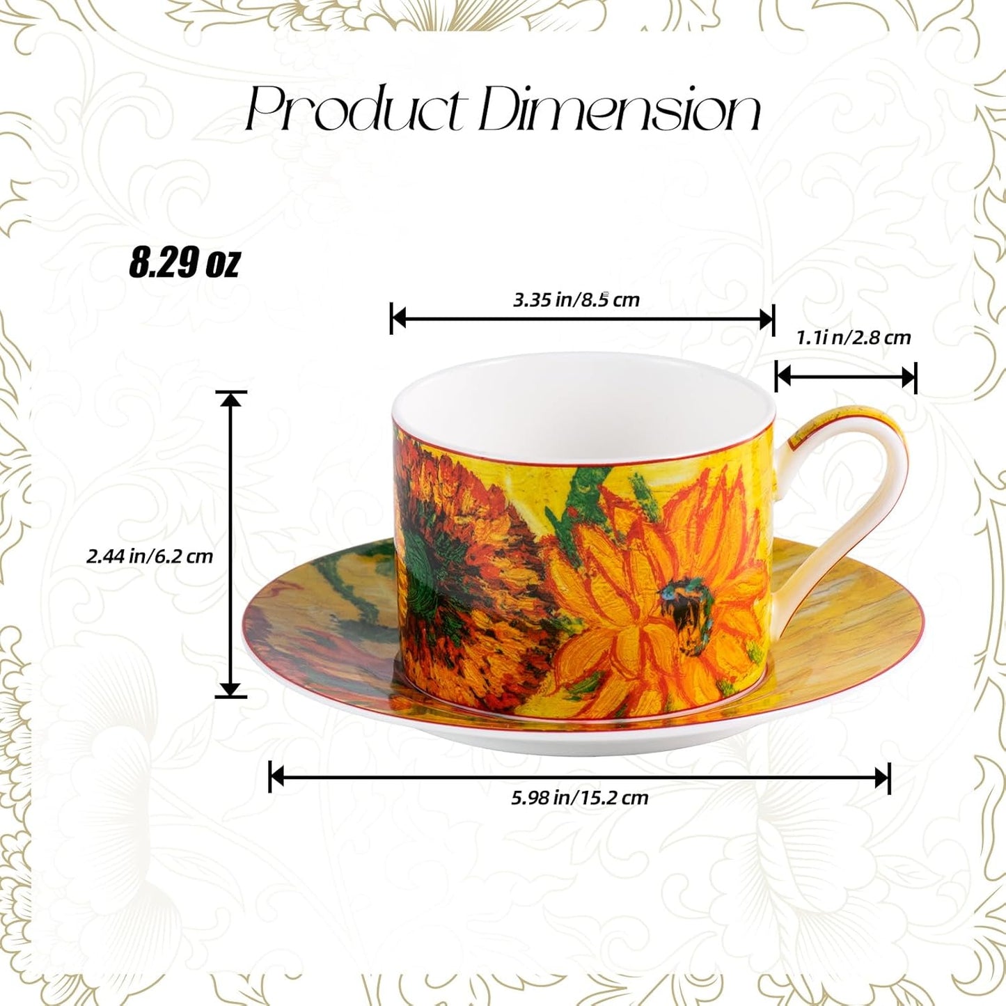 Set 2 Tazas Cerámica Expreso Apilables con Platillos