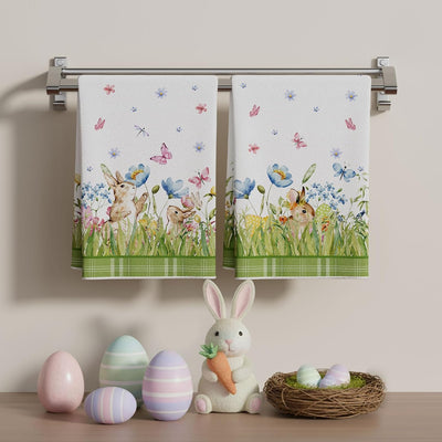 Juego de 2 paños de cocina con diseño acuarela Pascua 18x26