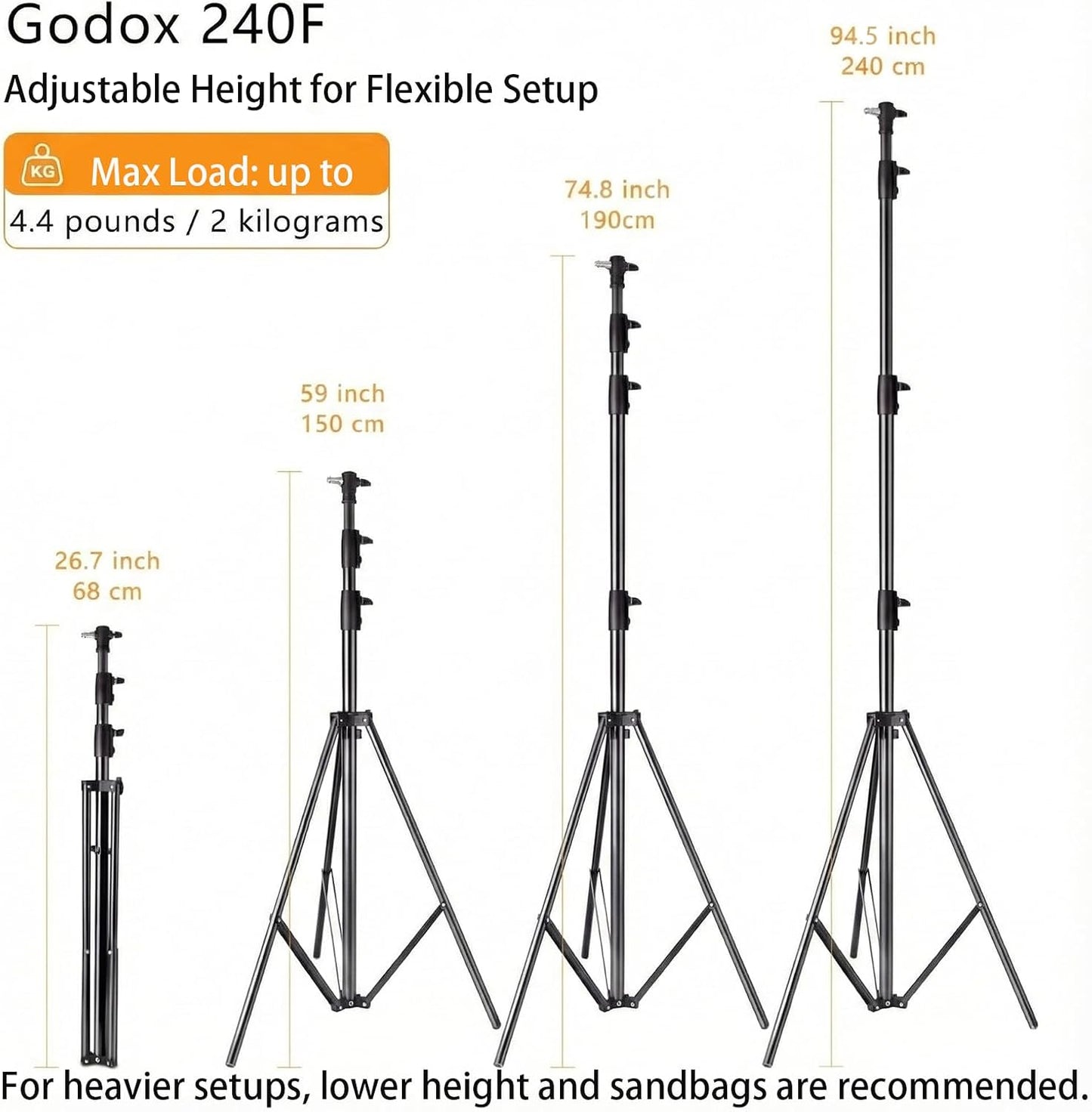 Soporte luz aluminio ultraligero 94.5pulg plegable