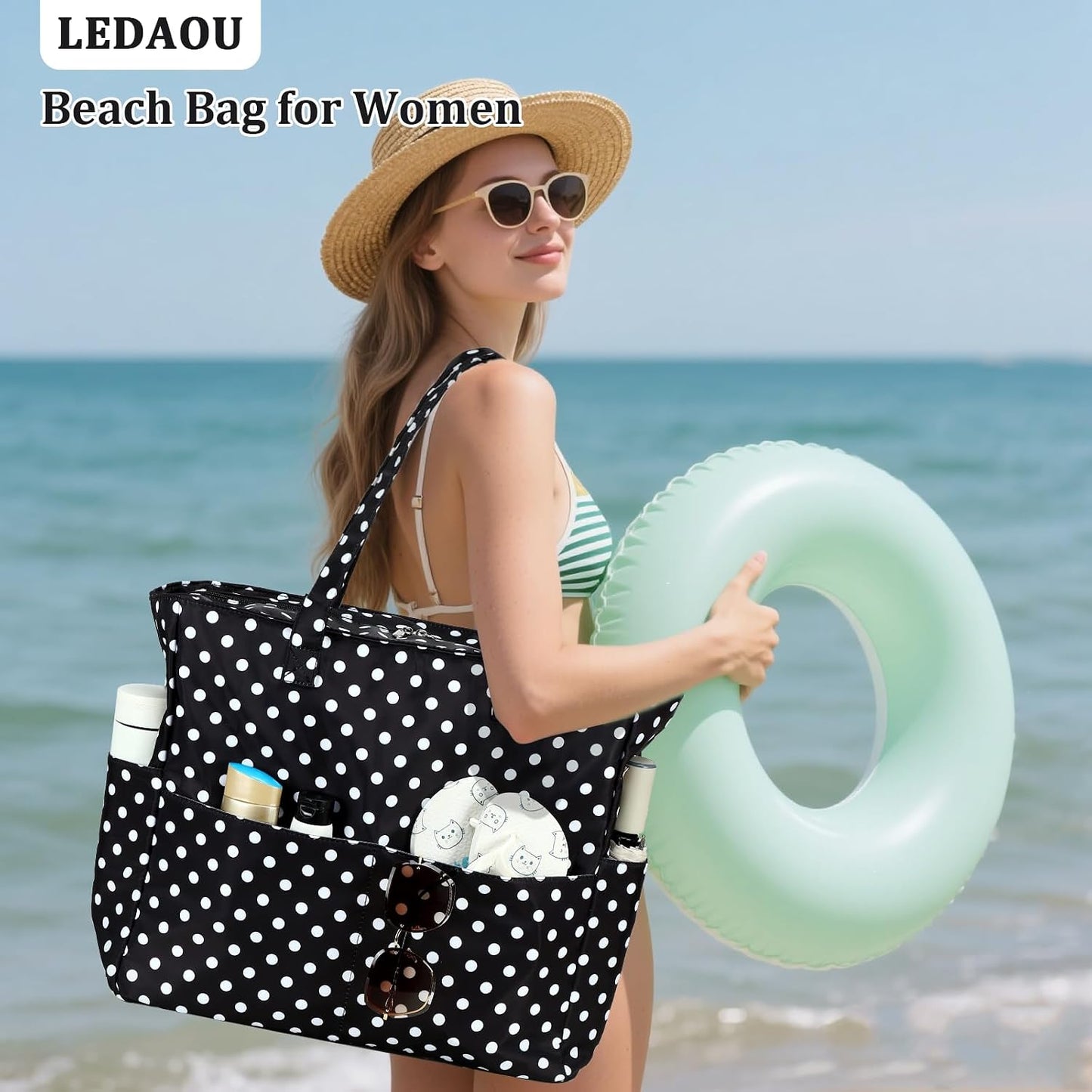 Bolso playa mujer impermeable a prueba de arena con cremallera