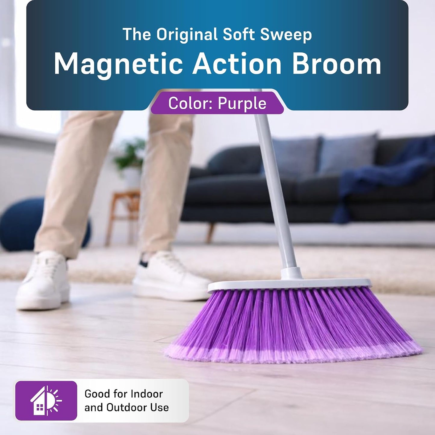 Escoba magnética suave 2unid morado para madera y suelos