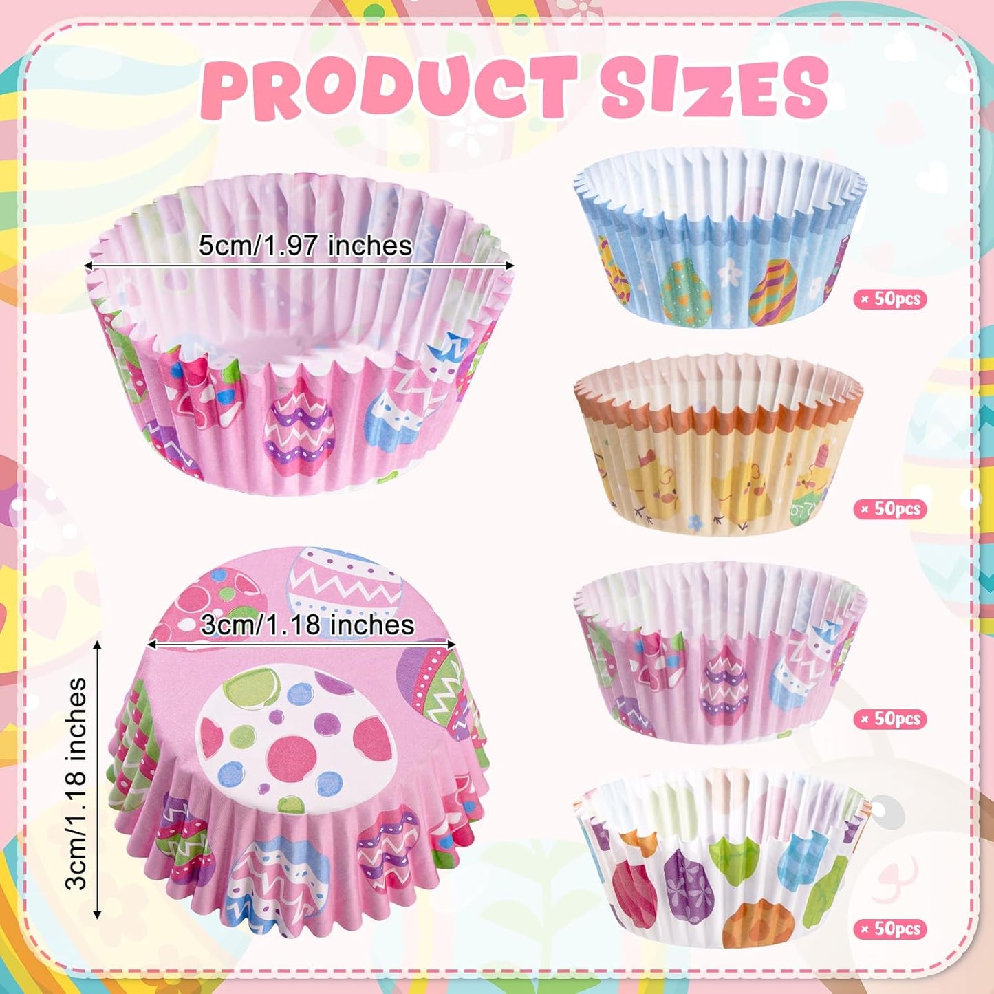 200 Forros Cupcakes Pascua Huevos Conejito Tazas Hornear