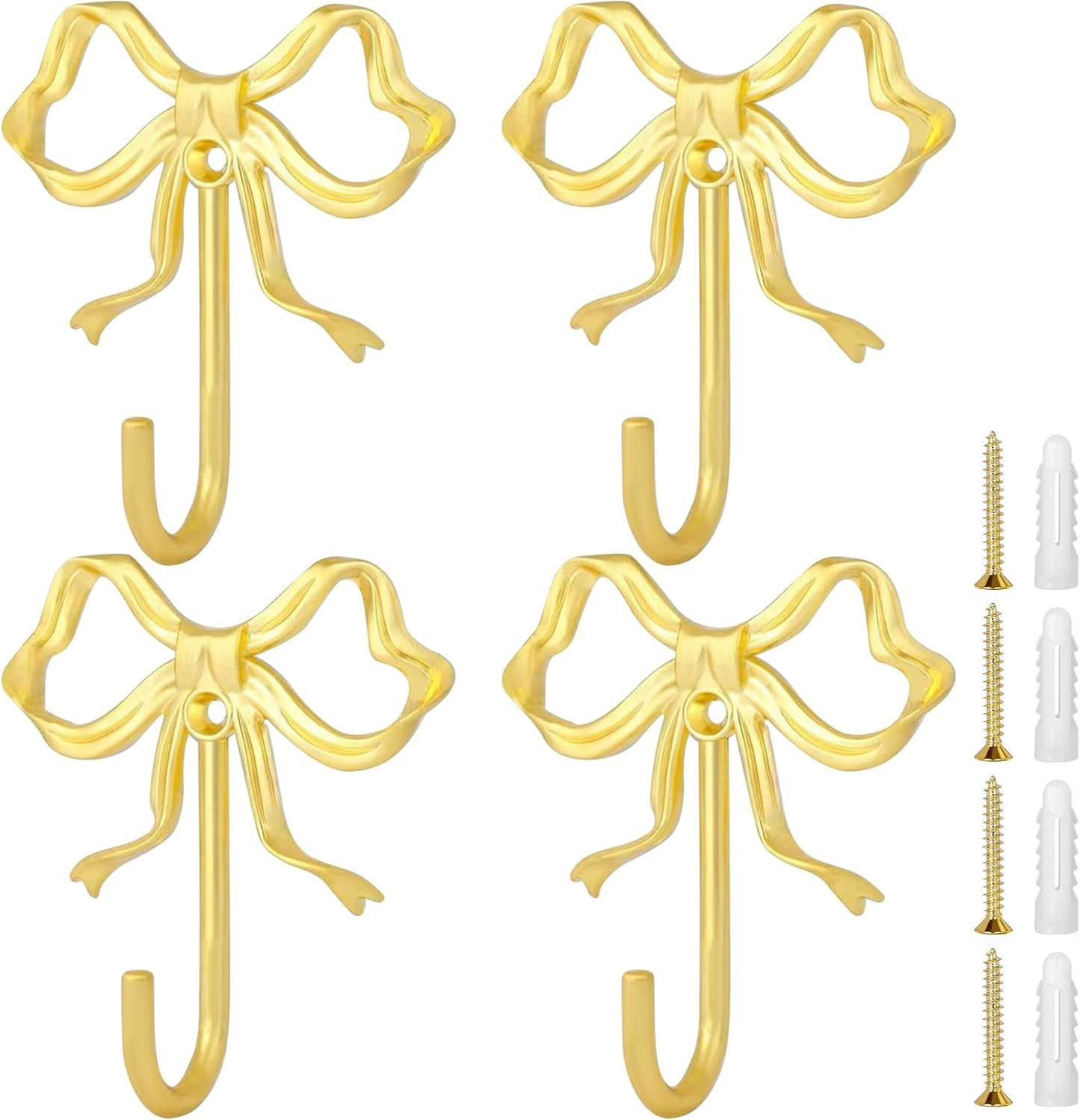 Gancho pared grande lazo dorado 4 ganchos metal resistente