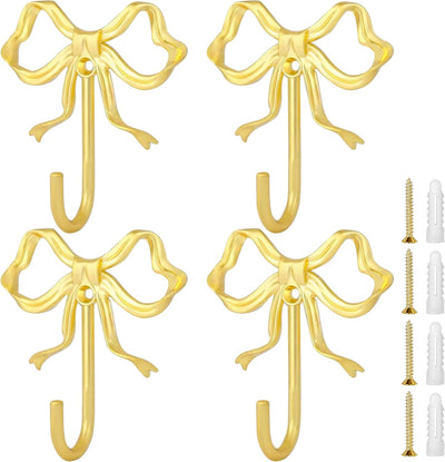 Gancho pared grande lazo dorado 4 ganchos metal resistente