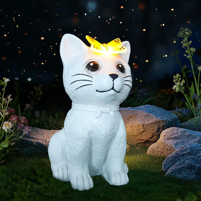 Estatuas gato jardín mariposa decoración patio balcón regalo mamá