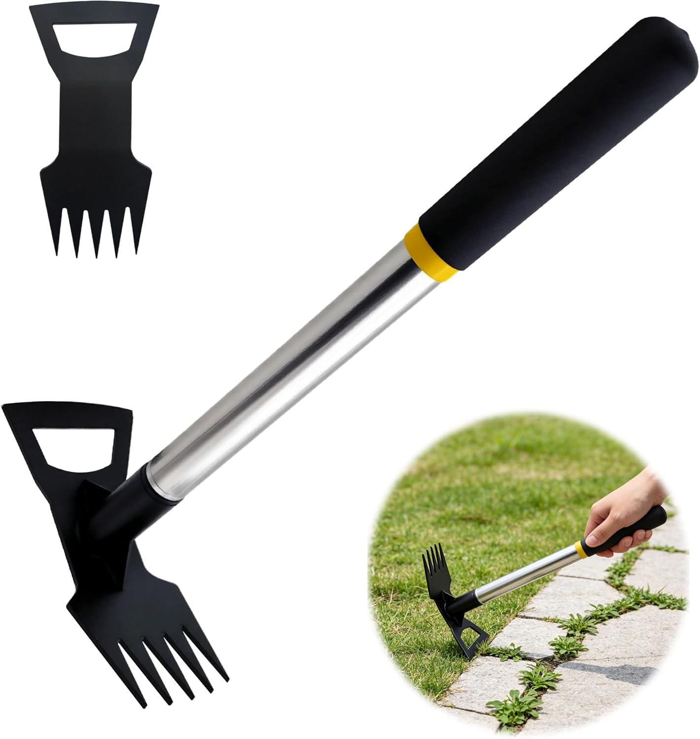 Herramienta malezas 2en1 rastrillo 15.7pulg azada jardin