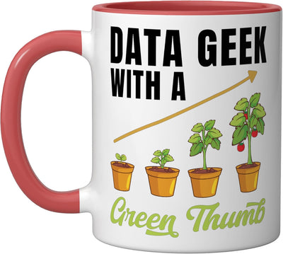 Taza cerámica para jardinería analista programador científico de datos rojo/blanco